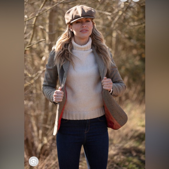 VTG 1970s England Original Plover tweed Tan speckled Women's fitted Blazer Sm - Picture 12 of 12